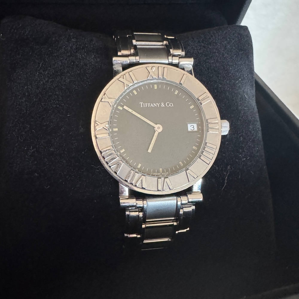 TIFFANY & CO Atlas Black Dial Quartz Watch